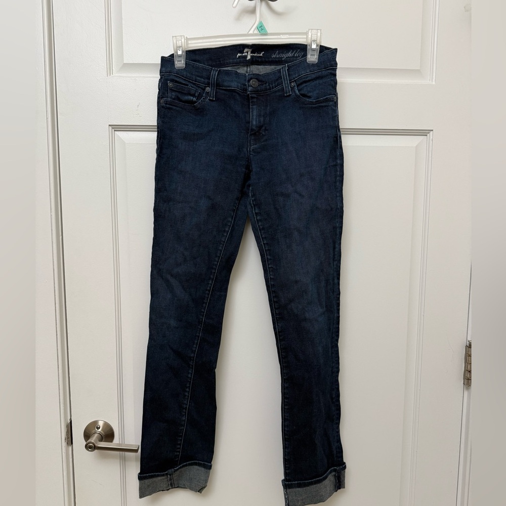 7 For All Mankind Dark Indigo Straight Leg Jeans